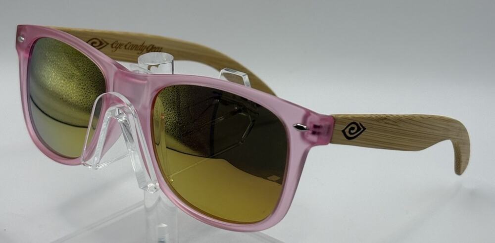 Eye Candy Gear Pink Wood Temple Green Lens Sunglasses